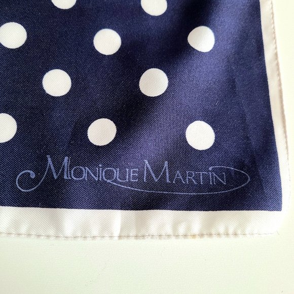 Monique Martin blue and white polka dot scarf. - Picture 5 of 8